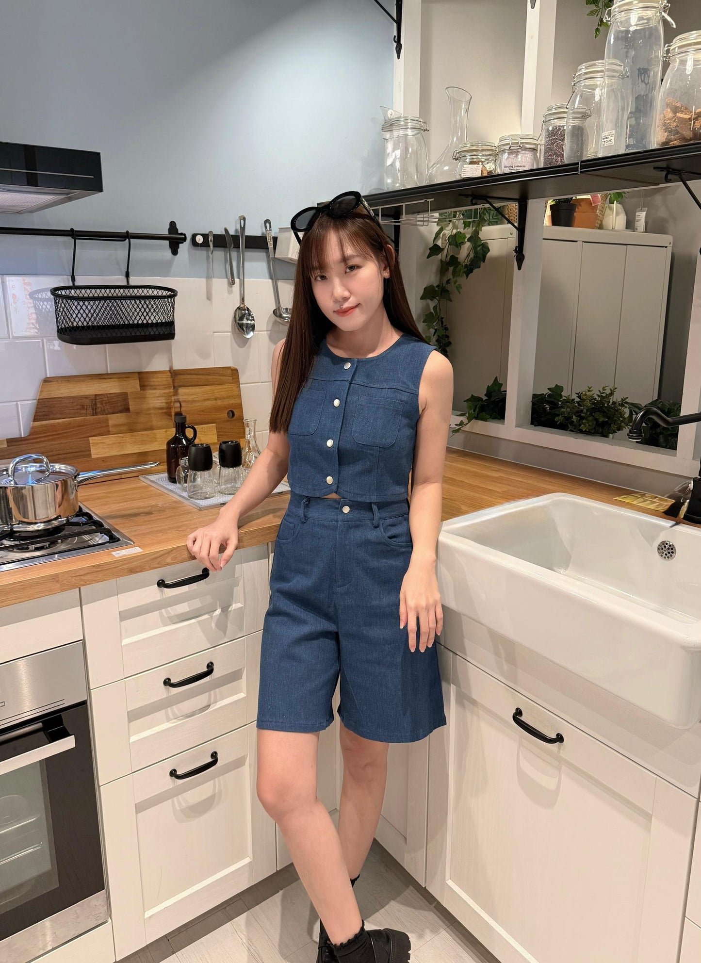 Yoona Denim Vest Set Wear