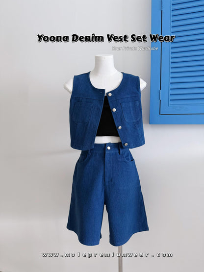 Yoona Denim Vest Set Wear
