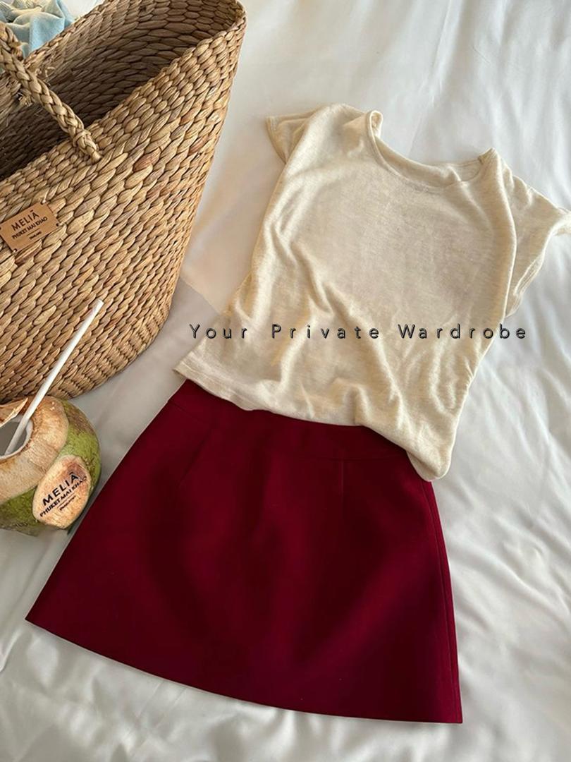 Yuna Red Suit Fabric A Line Skirt