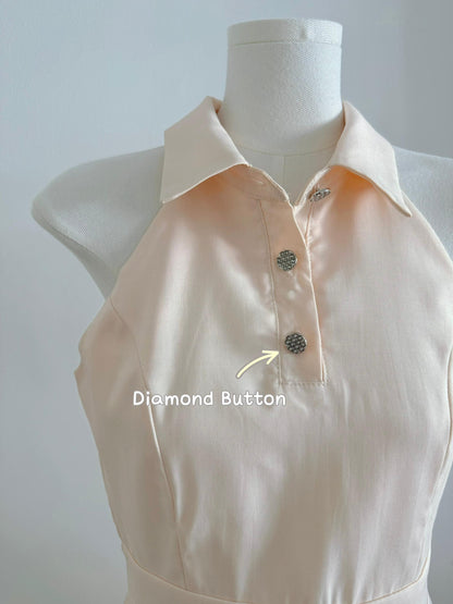 Emma Polo Collar Cream Dress