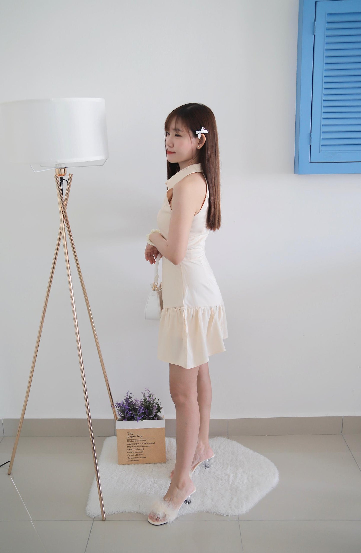 Emma Polo Collar Cream Dress