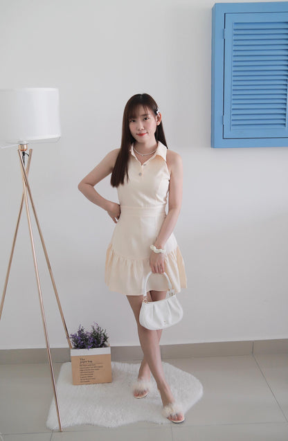 Emma Polo Collar Cream Dress