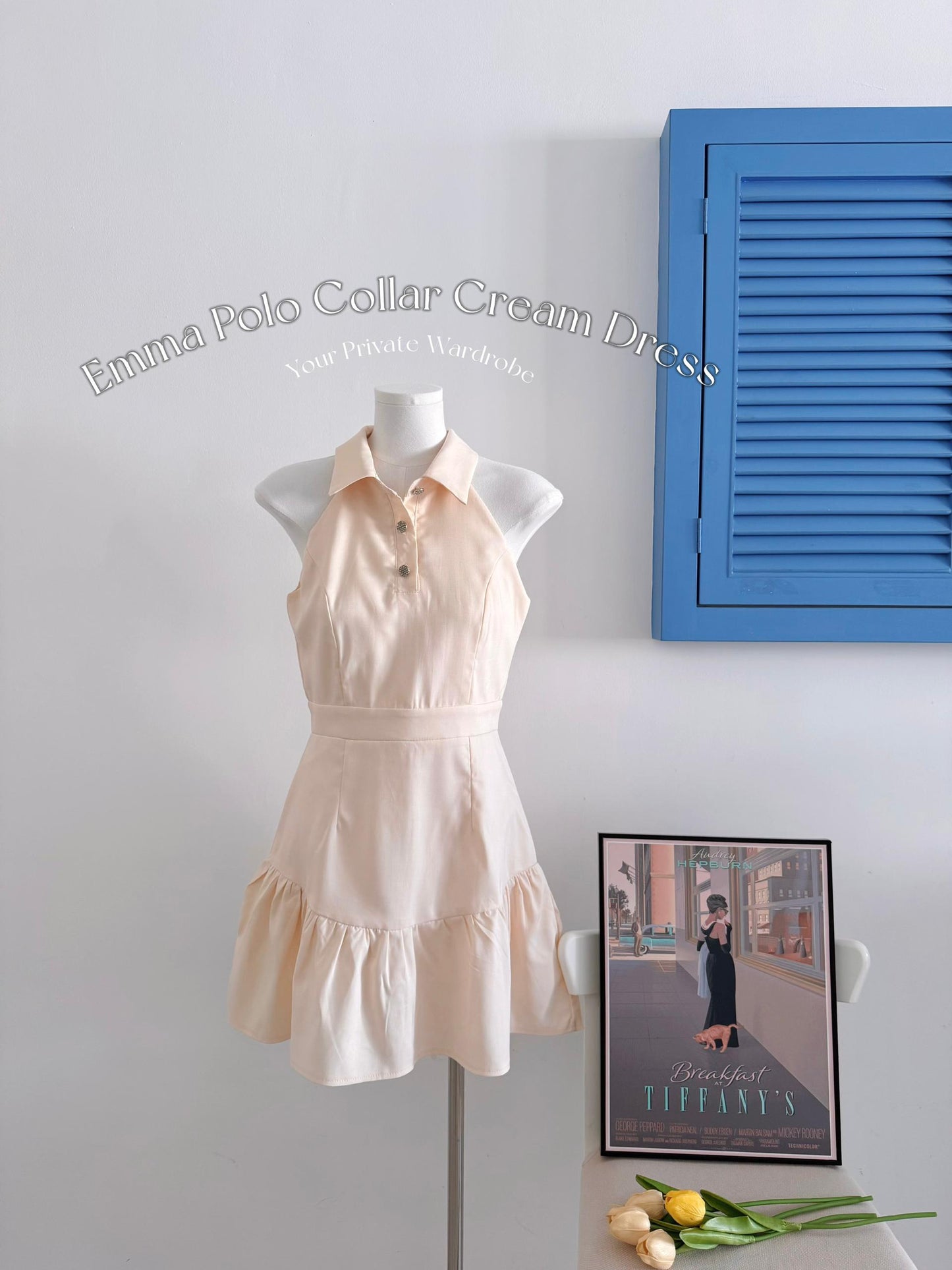 Emma Polo Collar Cream Dress