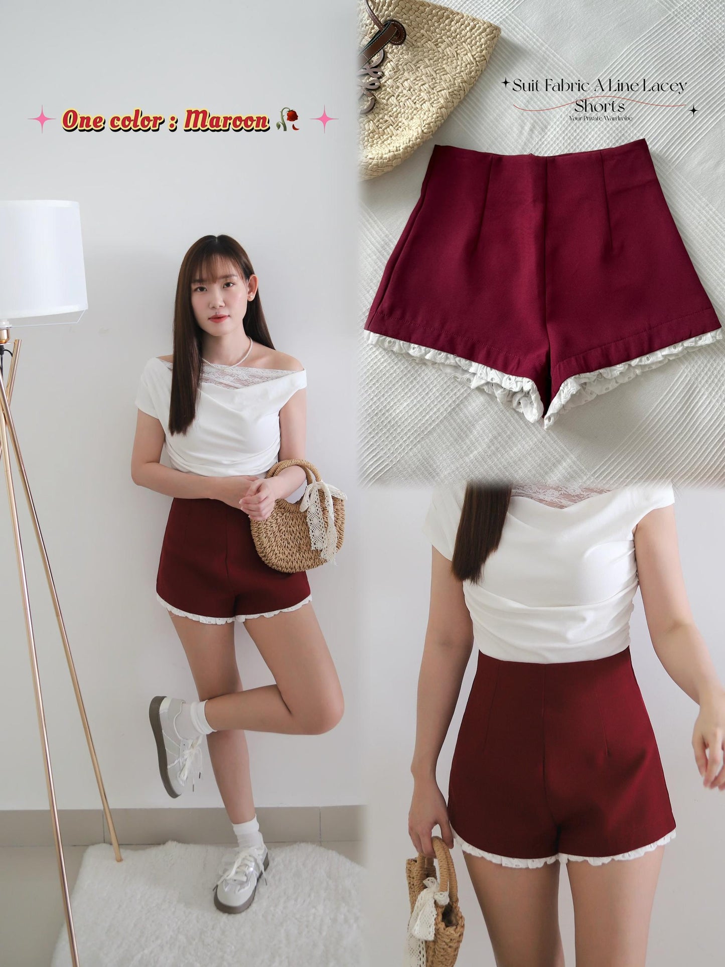 Suit Fabric A Line Lacey Shorts