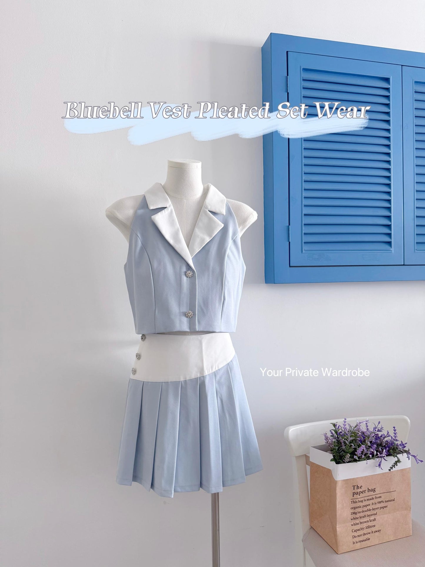 Bluebell Vest Pleated Set Wear