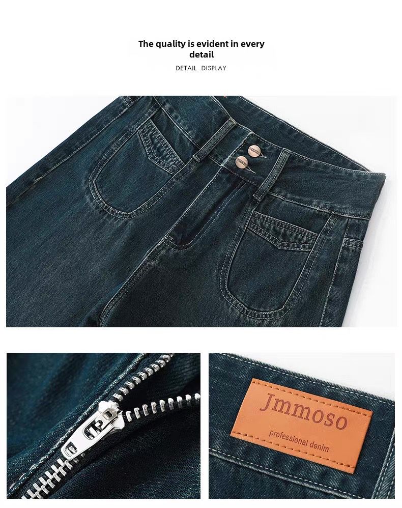 Celina Dark Blue Retro Wide-Leg Jeans