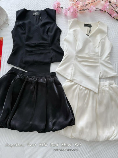 Angelica Vest Silk Bud Skirt Set