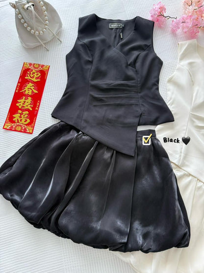 Angelica Vest Silk Bud Skirt Set