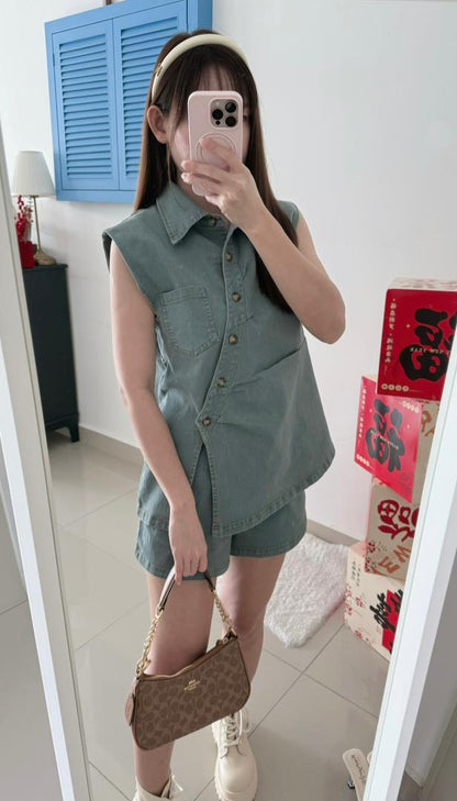Retro Irregular Denim Suit