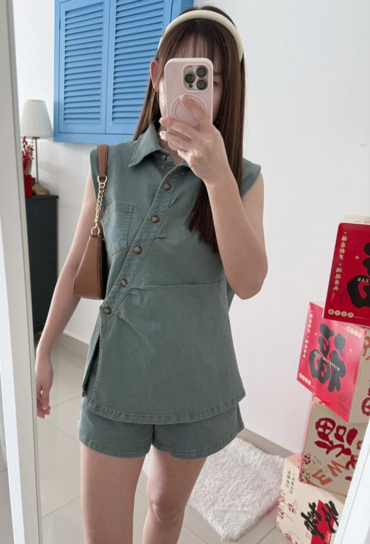 Retro Irregular Denim Suit