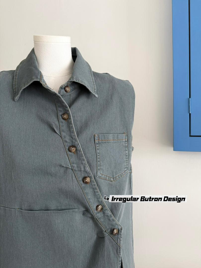 Retro Irregular Denim Suit