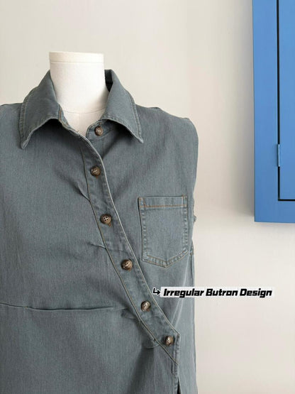 Retro Irregular Denim Suit