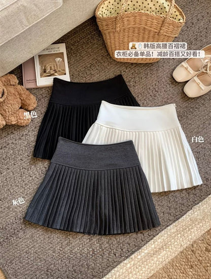 Tiana Wool Pleated A Line Skirt