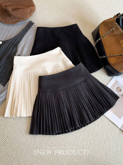 Tiana Wool Pleated A Line Skirt