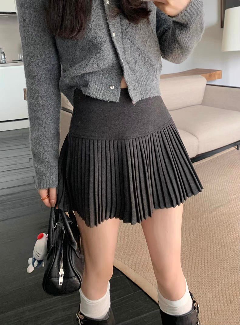 Tiana Wool Pleated A Line Skirt