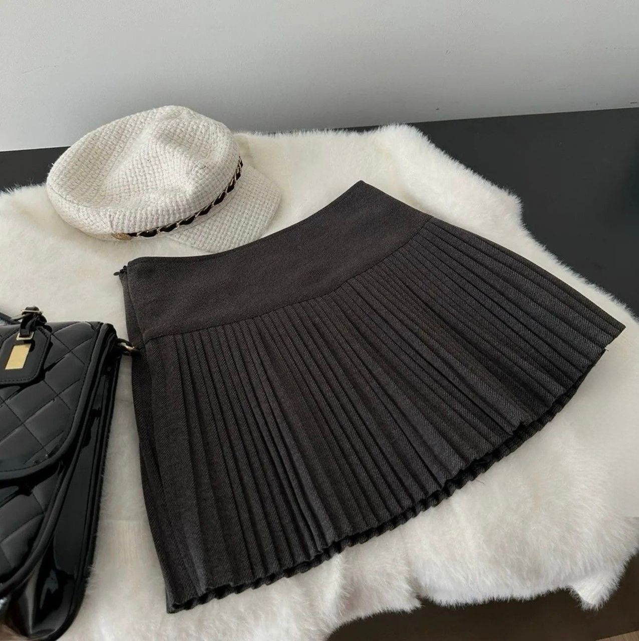 Tiana Wool Pleated A Line Skirt