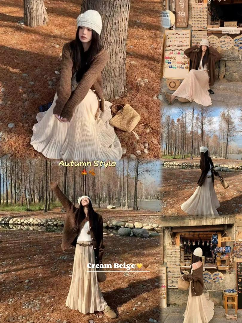 Drapey Mesh Pleated Long Skirt