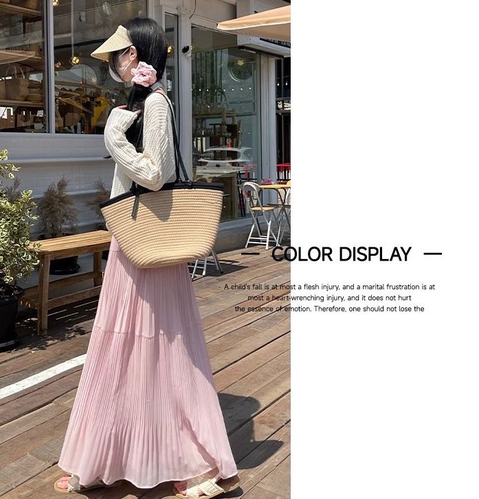 Drapey Mesh Pleated Long Skirt