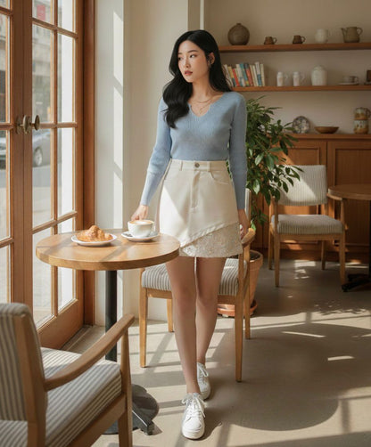 Emma Ivory Splice Skirt