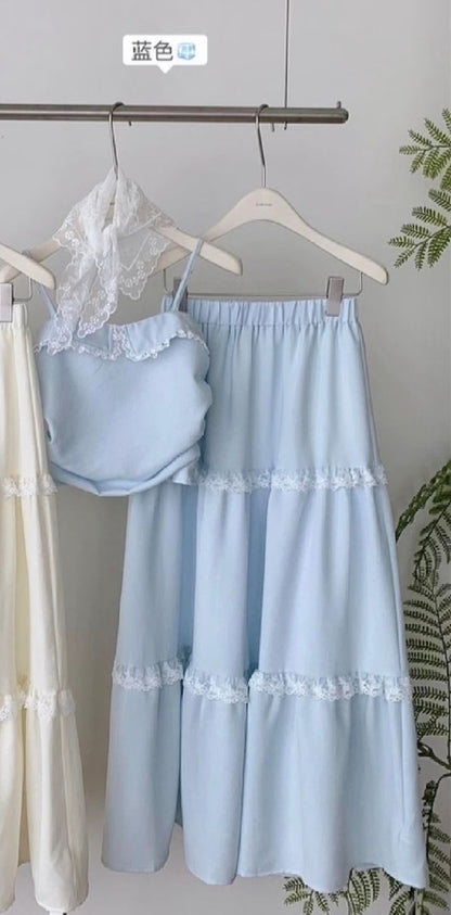 Summer Light Blue Two Piece Dress