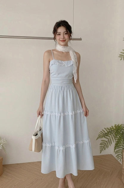 Summer Light Blue Two Piece Dress