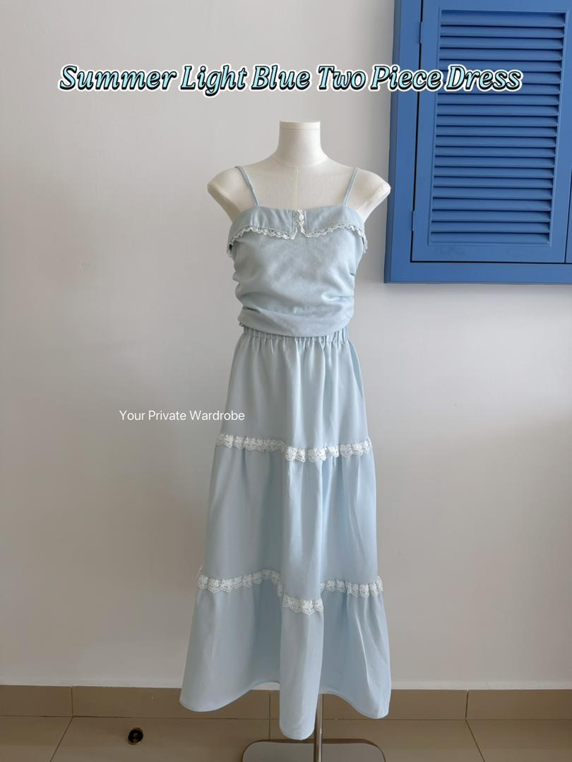 Summer Light Blue Two Piece Dress
