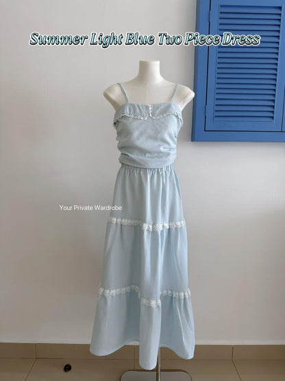 Summer Light Blue Two Piece Dress