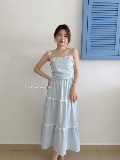 Summer Light Blue Two Piece Dress