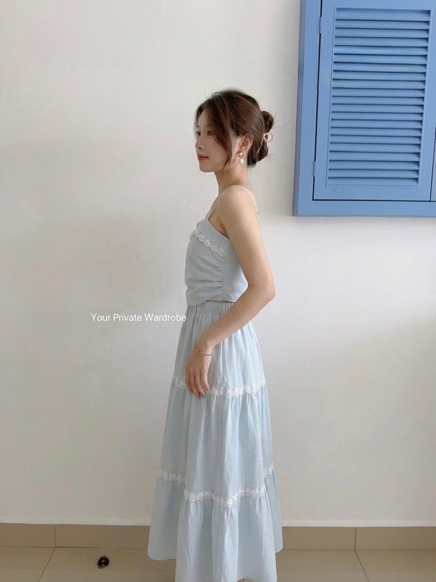 Summer Light Blue Two Piece Dress