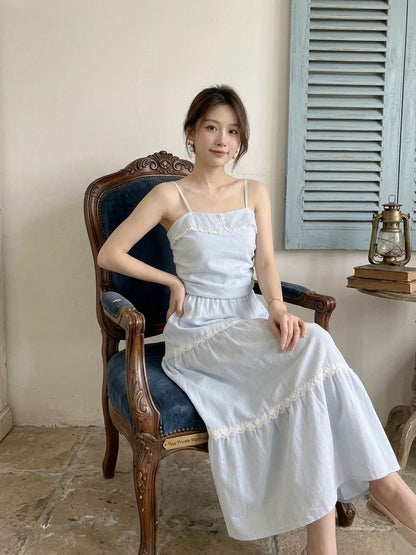 Summer Light Blue Two Piece Dress