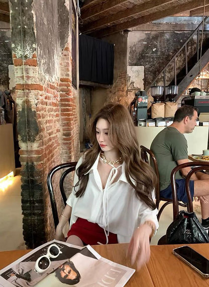 White Bella Ribbon Blouse