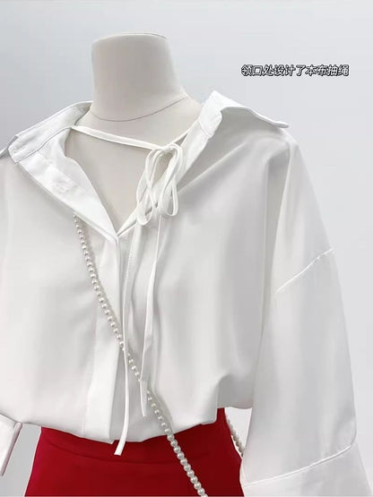 White Bella Ribbon Blouse