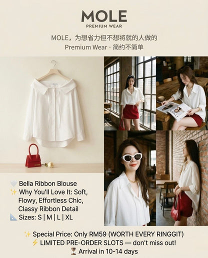 White Bella Ribbon Blouse
