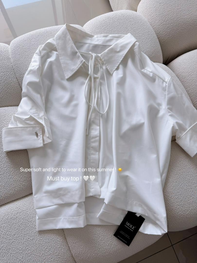 White Bella Ribbon Blouse