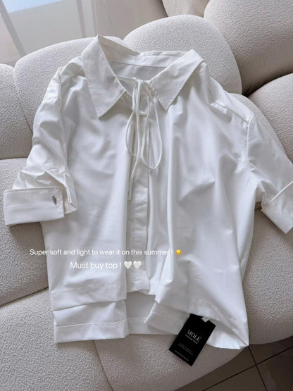 White Bella Ribbon Blouse