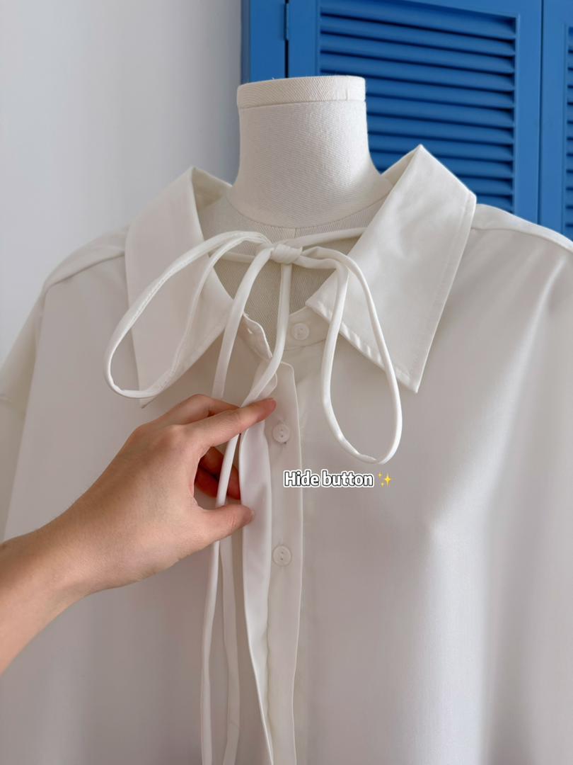 White Bella Ribbon Blouse