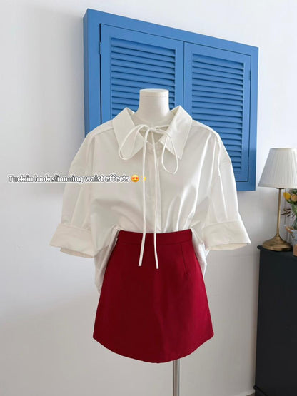 White Bella Ribbon Blouse