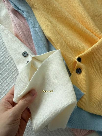 Cross Button Waist Soft Knitted Blouse
