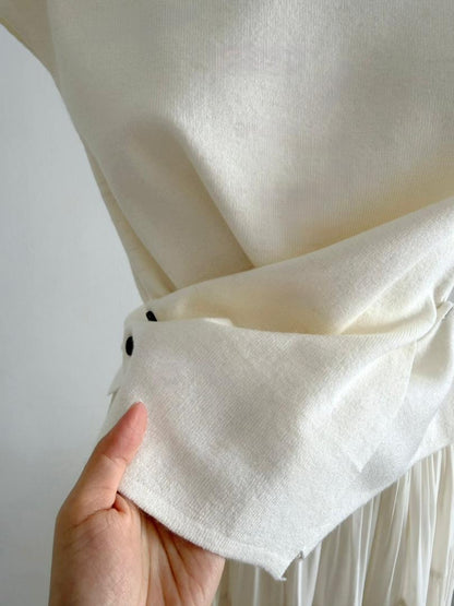 Cross Button Waist Soft Knitted Blouse