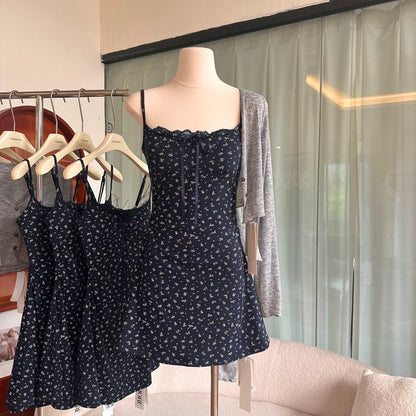 Summer French Floral Dress with Cardigan