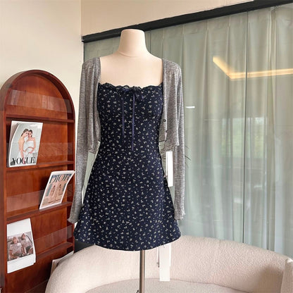 Summer French Floral Dress with Cardigan
