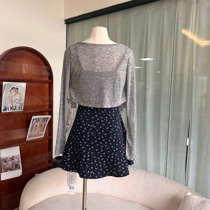 Summer French Floral Dress with Cardigan