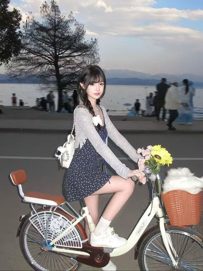 Summer French Floral Dress with Cardigan