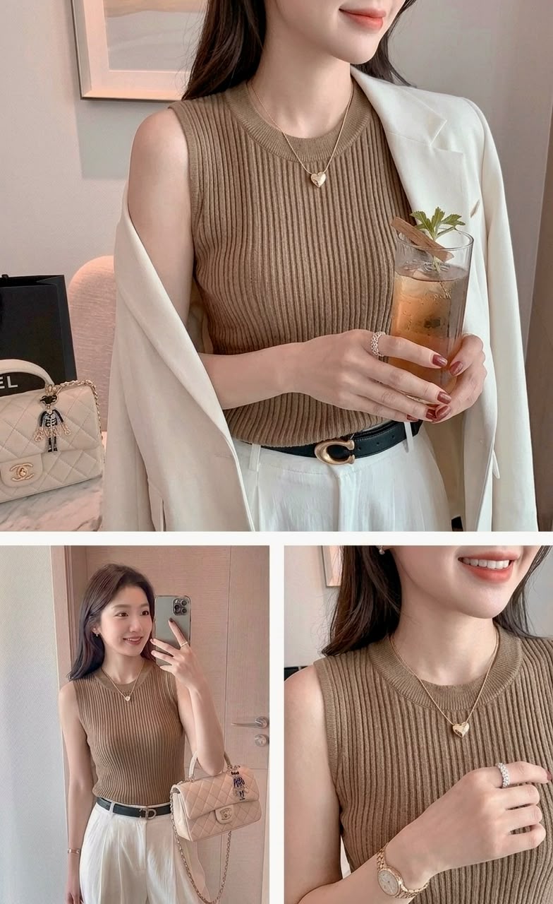 Round Neck Knitted Vest