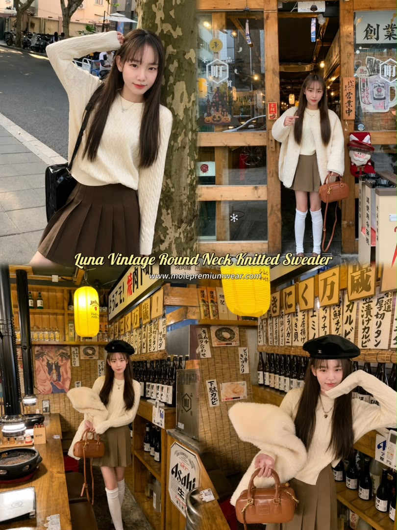 Luna Vintage Round Neck Knitted Sweater