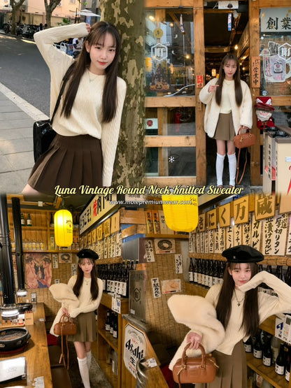 Luna Vintage Round Neck Knitted Sweater