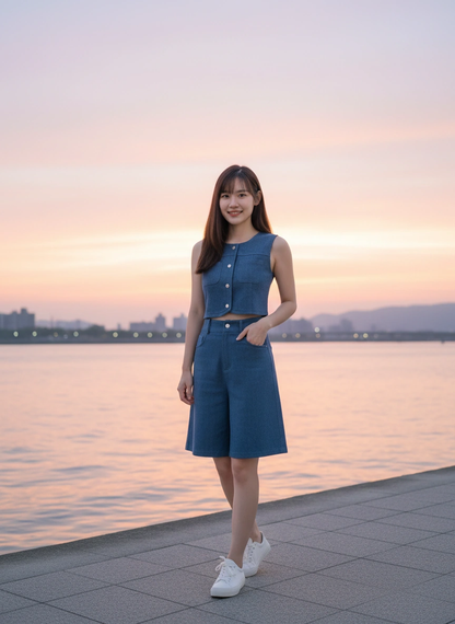 Yoona Denim Vest Set Wear