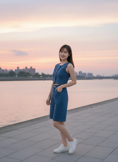 Yoona Denim Vest Set Wear