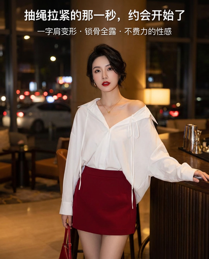 White Bella Ribbon Blouse