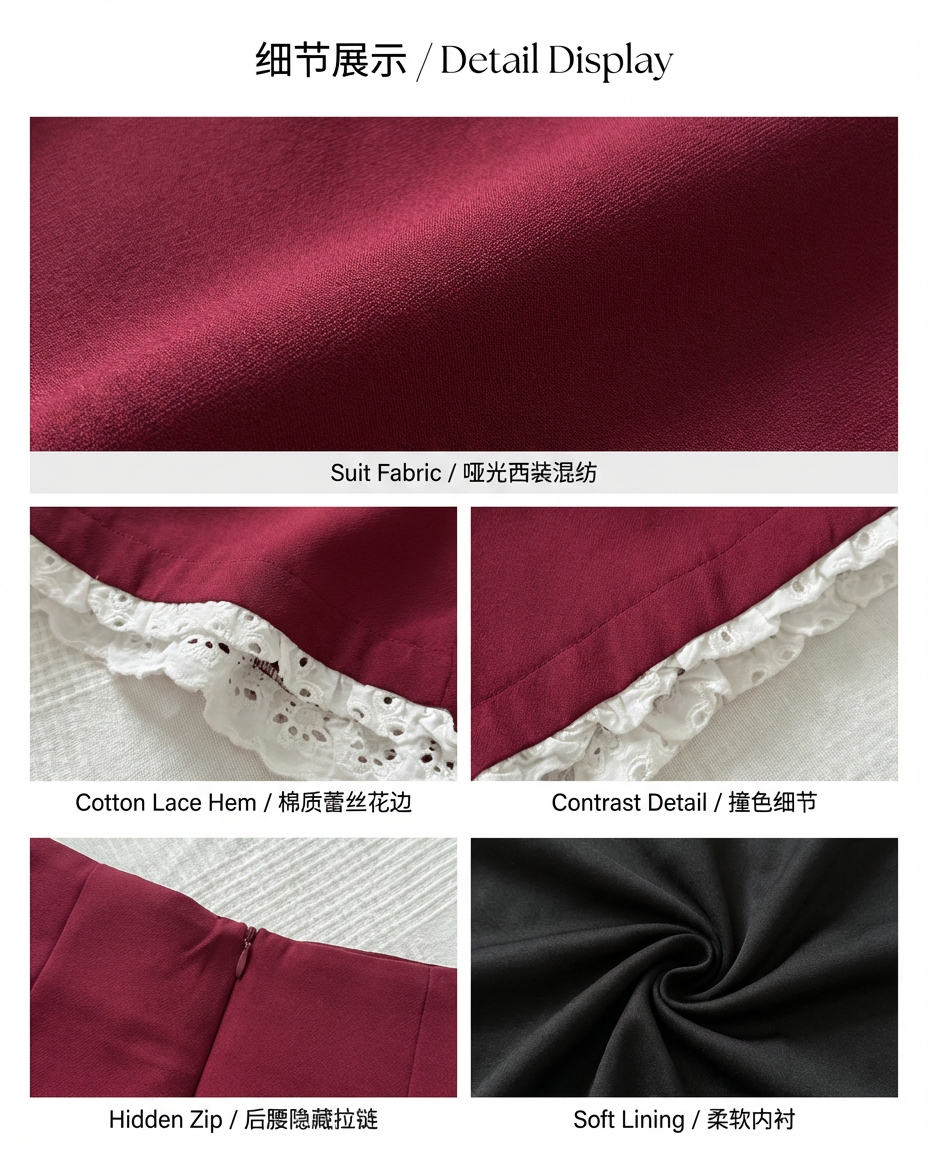 Suit Fabric A Line Lacey Shorts
